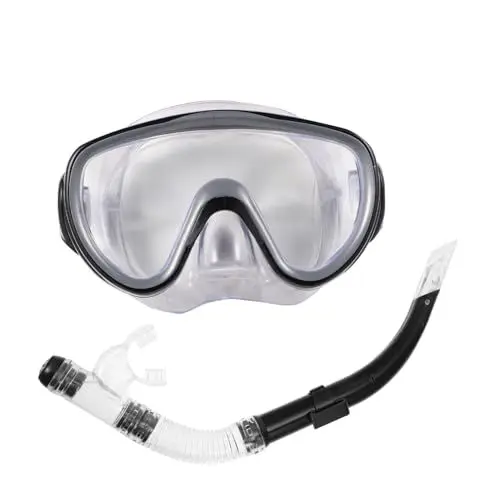 Produktbild: Kisangel Schnorchelmasken-Set Für Erwachsene Schnorchelset Trocken-schnorchelmasken-kit Weitwinkelobjektiv Beschlagfrei Bequemes Schwarz Inklusive Und Atemschlauch Zufällige Farbe