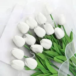 Produktbild: Kisflower 12Pcs Latex künstliche Tulpen - Fake Tulpen künstliche Blumen Faux Tulpen Real Touch Blume für Haus Büro Hochzeit Dekoration （Weiß）