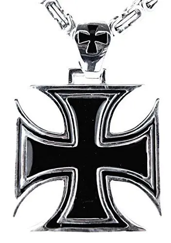 Produktbild: Kiss of Leather XL EK Kreuz Anhänger aus Edelstahl mit Königskette, 5,5 mm dick, 55-60 cm lang Ed. 103