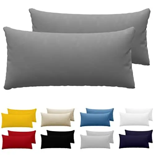 Produktbild: Kissenbezug 40 x 80 (Set mit 2) - 100% Jersey Baumwolle 150 g/qm Kissenbezüge -Anthrazit - Für Kissen 40 x 80 cm - Kissenhülle - Kissenbezug - Resistent und Hypoallergen - Dreamzie