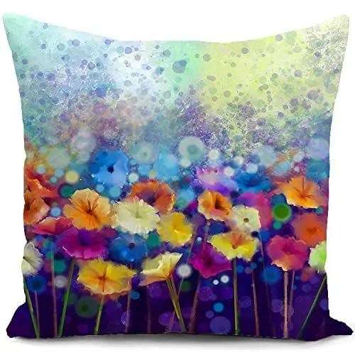 Produktbild: HUASHUZI Kissenbezug 45 x 45 cm Blumen blau Outdoor Kissen Balkon deko für sofakissen kissenbezüge dekokissen couchkissen kissenhülle Sofa Garden Schlafzimmer gartenmöbel Wohnzimmer Zimmer zierkissen