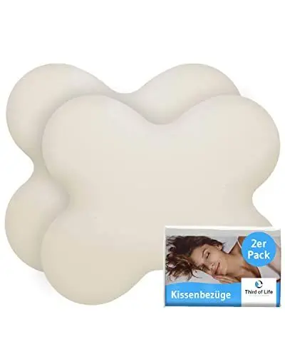 Produktbild: Kissenbezug Elfenbein-weiß Doppelpack, Perfekt für ACAMAR Seitenschläfer-Kissen, Baumwolle (Double Jersey), Bügelfrei & trocknergeeignet, Kissenhüllen Set mit Reißverschluss, Oeko-Tex Zertifiziert