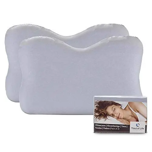 Produktbild: Kissenbezug Hellgrau Doppelpack für Re-Charge & Recovery Kopfkissen, Baumwolle (Double Jersey), Bügelfrei & trocknergeeignet, Kissenhüllen 2er Set mit Reißverschluss, Oeko-Tex Zertifiziert