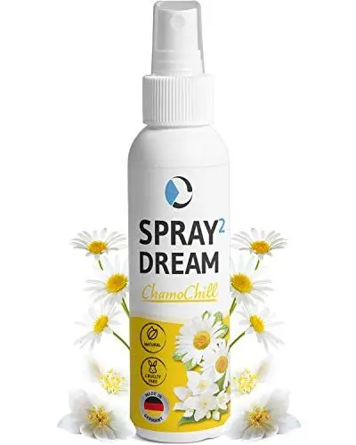 Produktbild: Kissenspray Spray2Dream zum Einschlafen | Schlafspray mit römischer Kamille und Jasmin | Ätherische Öle zum Entspannen | Aroma Duft-Öl mit essential oils | Deep Sleep Spray für Kopf-Kissen - 100ml
