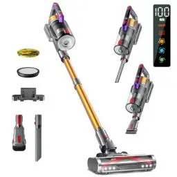 Produktbild: Kissof Akku Staubsauger, 45000Pa/550W/70 Mins Staubsauger Kabellos Mit Selbststehende Funktion, Anti-Tangle-Bodenbürste, Duftkarte, Hocheffizientes Hepa-Filtersystem für Hartböden Teppiche Tierhaare