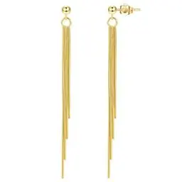 Produktbild: KISSPAT Lange Quasten Ohrringe für Damen, Sterling Silber 925 Hypoallergen Ohrringe Hängend Vergoldet Ohrstecker Schmuck, Der Beste Geschenk für Hochzeiten Geburtstag Jahrestag