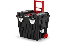 Produktbild: Kistenberg 2-in-1 Werkzeugtrolley mit Metall-Klemmverschlüssen | Organizer im Deckel | Staubdicht | Robuster Werkzeugkoffer für professionelle Anwendungen |Kunststoff | 45 x 36 x 64 cm