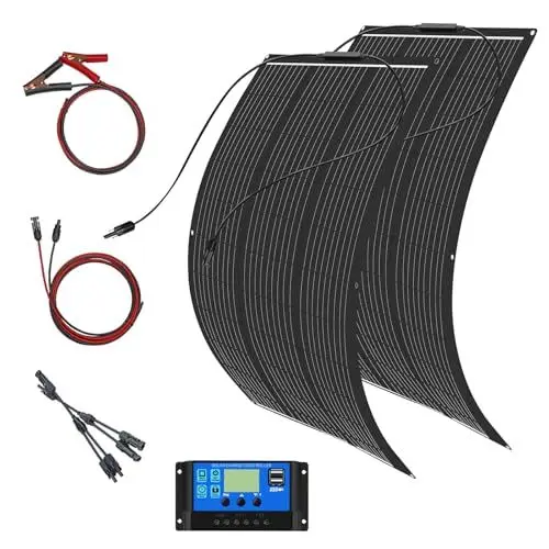 Produktbild: Kit 2×100W ETFE Flexibles Solarpanel ETFE 200W Solarmodul Kit Photovoltaikmodul Solaranlage, 20A Solarregler, für Inselanlage/Outdoor-Camping/Garten/Balkon