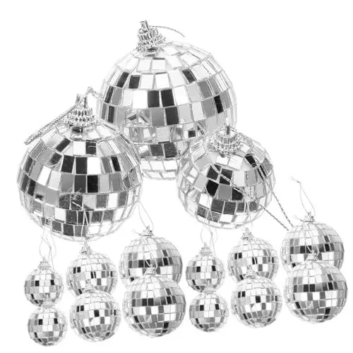 Produktbild: KITANDOVE 4–6 cm Silber Spiegel Disco 18 Stück Dekorativ Für Weihnachtsbaum Hochzeit Party Spotlight-Effekt