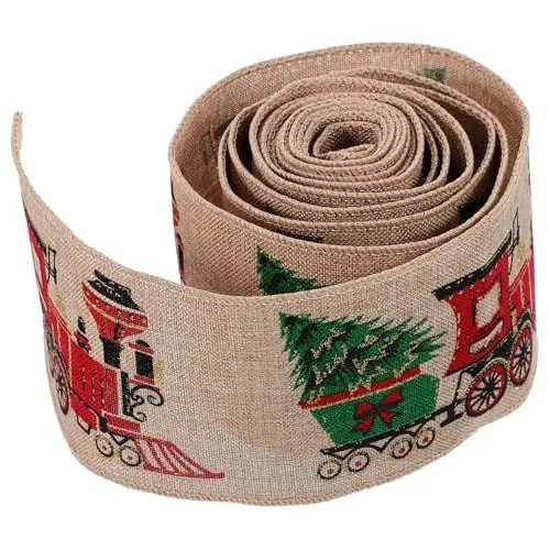 Produktbild: KITANDOVE 1 Rolle Handgefertigtes Schleifenband Mit Drahtrand Das Dekorband Für Blumensträuße DIY Kranz Schleifenband Weihnachtsbänder Cartoon Band Weihnachtsband Für Weihnachtsparty