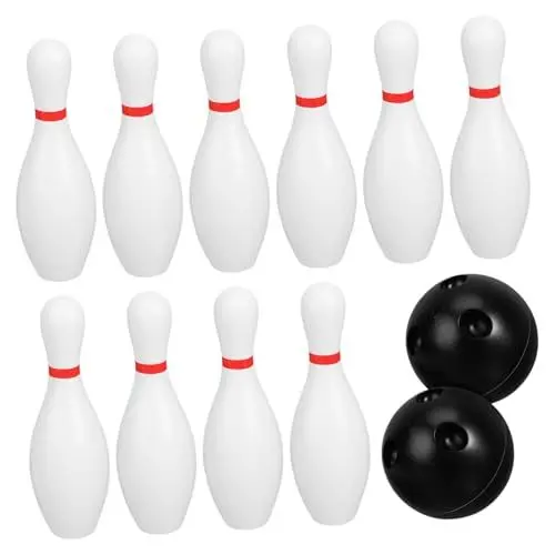 Produktbild: KITANDOVE 1 Satz Bowling-Set Bowling Spielzeug Set Kleine Bowling Pins Bowling zubehör familienspiele Bowlingspiel für Kinder Bowlingzubehör Motorikspiel Mini-Bowling-Pins-Bälle Plastik Weiß