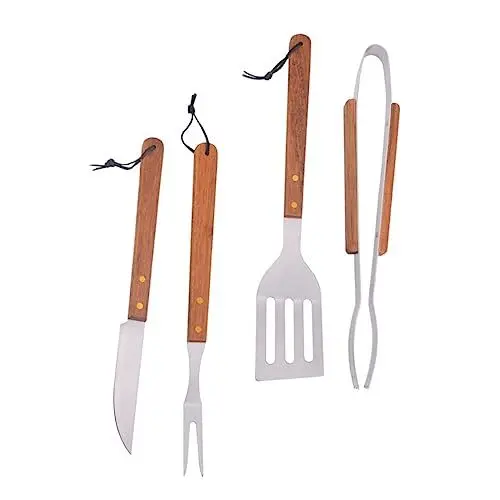 Produktbild: KITANDOVE 1 Satz Grillutensilien Grillzubehör Outdoor-zubehör Barbecue-grillzange Grillbesteck Wender Buffetzange Grill Utensilien Zange Zum Servieren Von Speisen Küchenwaren Brown Holzgriff