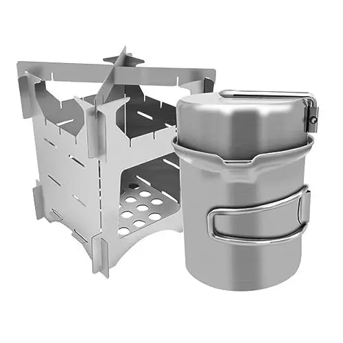 Produktbild: KITANDOVE 1 Satz Herd Herd Kombination Lagerfeuertopf Campingpfannen Mit Antihaftbeschichtung Reisekochgeschirr Tragbarer Herd Tragbarer Campingkocher Wanderrucksäcke Aluminiumlegierung
