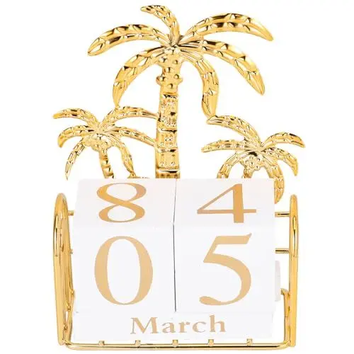 Produktbild: KITANDOVE Holz Kalenderornamente Tischkalender Dekoration Für Zuhause Büro Bastelkalender Standkalender Mit Nummerierten Blöcken Und Monatsblöcken
