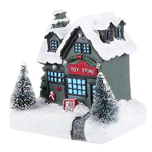 Produktbild: KITANDOVE 1stk Leuchtendes Häuschen Weihnachtshausverzierung Mini-weihnachtshaus Weihnachtshaus Figur Weihnachtskamin-mittelstücke Weihnachtshauslaterne Laterne Dekorativ Laternendekor Harz