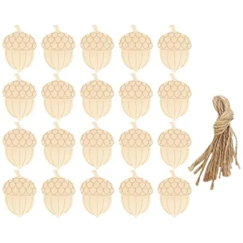 Produktbild: KITANDOVE 20 Stück Weihnachtsperlenausschnitte Unbehandelte Holzscheiben 3D-Ornamente Aus Holz Handbemalte Dekorationen Für Baumwandpartys