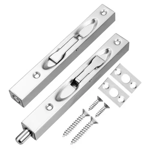 Produktbild: KITANDOVE 2er-pack Türriegel Aus Edelstahl Bündiger Riegel Für Doppeltüren Versteckter Schieberiegel Französisches Türschloss 15 2 Cm Gebürstetes Silber