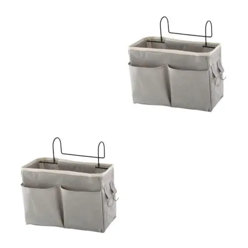 Produktbild: KITANDOVE 2st Aufbewahrungstasche Bett Organizer Hängetasche Hängende Aufbewahrung Am Bett Buchhalterständer Zweistöckiges Bettgestell Hängetaschen Aus Stoff Pe-Beschichtung Light Grey