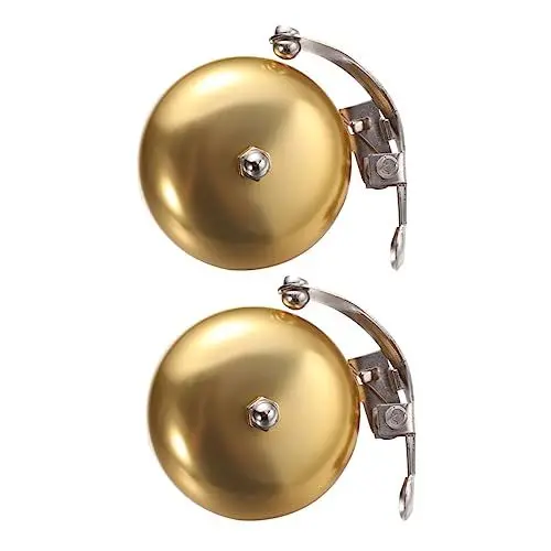 Produktbild: KITANDOVE 2st Fahrradklingel Elektrische Fahrradhupe Fahrrad-Retro-klingel Zubehör Für Elektrofahrräder Faltrad Glocke Bell Kinderanhänger Heimtrainer -Dreirad Lenkerhupe Kupfer Golden