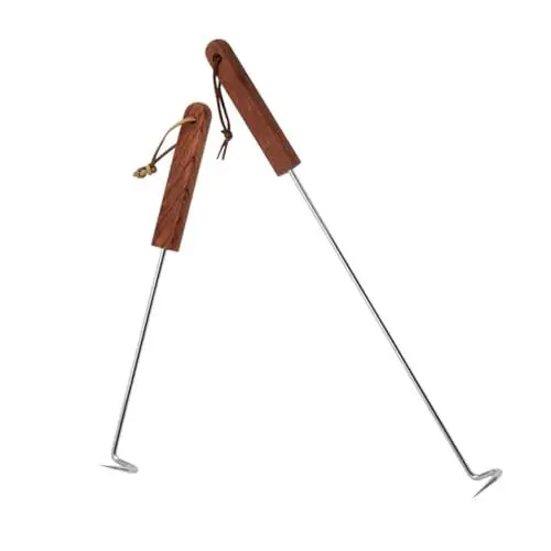 Produktbild: KITANDOVE 2st Fleischhakenwender Grillfleischflipper Lebensmittel-Flipper-wendehaken Steakhaken-Flipper Metzgerhaken Schwerlast-hebehaken Hebehakengriff Raucherhaken Brown Rostfreier Stahl