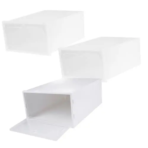 Produktbild: KITANDOVE Set – 3er-pack Stapelbarer Aufbewahrungs-organizer Für Schuhe – Durchsichtige Kunststoffboxen