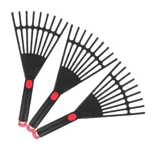 Produktbild: KITANDOVE 3st Gartenrechen Bodenlockerungsrechen Rechen Für Die Gartenarbeit Rechen Mit Stiel Kleiner Handrechen Tragbarer Rechen Handrechen Gartengerät Laubrechen Heavy Duty Plastik Black