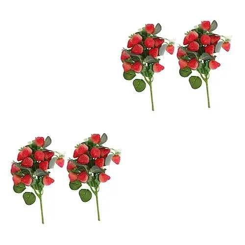 Produktbild: KITANDOVE 2sets Realistische Gefälschte Erdbeere Zweig PVC Material Wohnkultur Für Partys Dekorative Zubehör 2 Stücke * 2