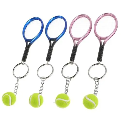 Produktbild: KITANDOVE 4 Stücke Tennis Keychain Sport Schlüsselring Mini Tennis Keychain Ornament Schlüsselanhänger Für Sport