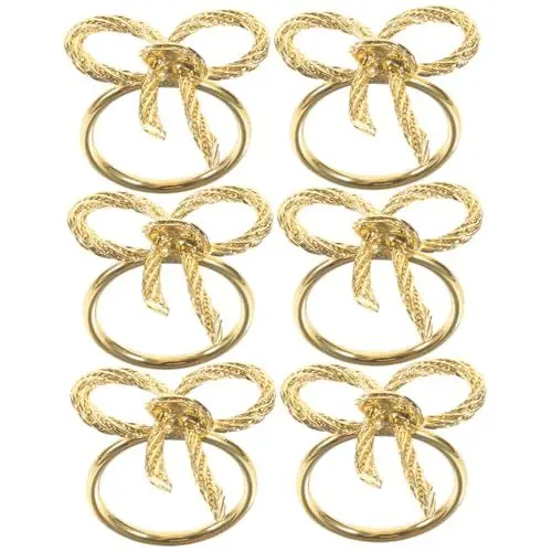 Produktbild: KITANDOVE Serviettenhalter Mit Schleifendekor 6 Stück Goldene Serviettenringe Für Hochzeitsbankett Tischdekoration