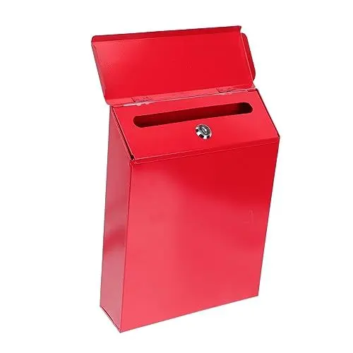 Produktbild: KITANDOVE Briefkasten Container für Post Paket Postfächer Zeitungsboxen für draußen rostfrei Tür vorschlagsbox us Mailbox Briefkästen deko privater Postcontainer Briefpostbehälter Eisen rot