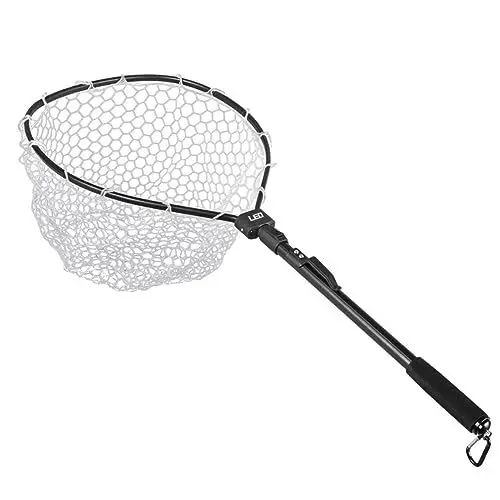 Produktbild: KITANDOVE Fischernetz gumminetz meeresangeln Seeangeln Aluminiumlegierung Gummiertes Angelnetz Space Saver Bootangeln Fangnetz für Aquarien faltbares Fischnetz Angelzubehör Angelkescher ABS