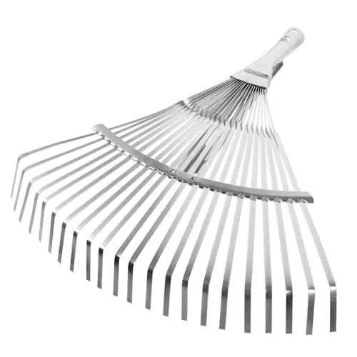 Produktbild: KITANDOVE Großer Gartenrechen Für Getrocknete Blätter Robuste Laubharke Aus Hochwertigem Stahl Ideal Zum Verteilen Von Erde Und Entfernen Von Laub Im Garten Arbeitsbreite
