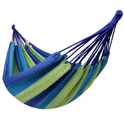 Produktbild: KITANDOVE Camping Hängematte Robustem Atmungsaktivem Canvas Doppelschaukel Für Outdoor-aktivitäten Für Strand Garten Und Campingausflüge Aufbewahrungstasche Und -seile