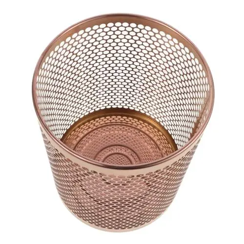 Produktbild: KITANDOVE Hohler Mülleimer küchenabfalleimer Mesh-Papierkorb Mülleimer im Badezimmer kleiner Papierkorb Toilettenabfallbehälter Katzenklos Mülleimer für die Küche Rostfreier Stahl Rose Gold