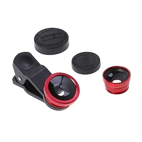 Produktbild: KITANDOVE Kameraobjektiv Macro Lens Phone Camera Lens Fischaugenobjektiv Makroobjektiv für Telefon Makroobjektiv vergrößerungsspiegel Handy-Kamera-Objektiv Handy Kamera objektiv rot