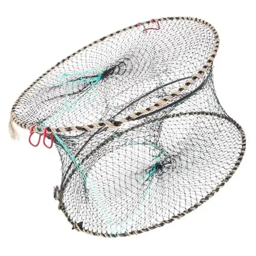 Produktbild: KITANDOVE Krabbenkäfig Meerwasserfischernetz Krebsfangnetz Fischernetz zum Angeln Fischernetz für kleine Fische Barschfischernetz Fischreusen für große Fische fangen Angelfalle Kescher Stahl