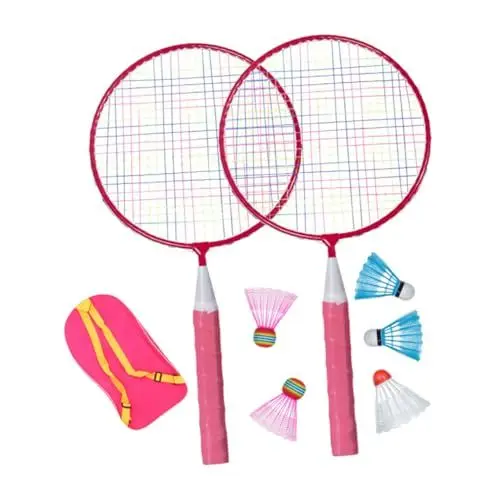 Produktbild: KITANDOVE Langlebiges Badminton Set Für Kinder 1 Set Mit 2 Badmintonschlägern 4 Federbällen Und Netz Indoor Und Outdoor Spielzeug Ideal Für Anfänger