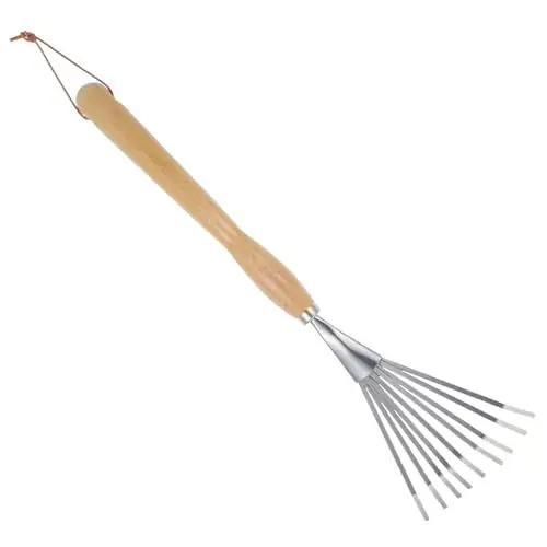 Produktbild: KITANDOVE Rechen Mit Neun Zähnen Handrechen Gartengerät Bodenlockerungsrechen Spreizerde Rechen Handrechen Für Den Garten Rechen Für Die Blumenzucht Laubrechen Heavy Duty Silver Edelstahl