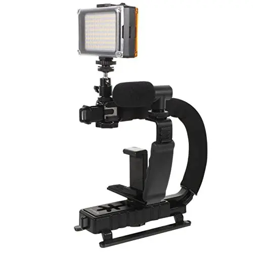 Produktbild: KITANDOVE Video-mikrofon-kit Fotografie Halterung Handheld-stabilisator Mikrofon Für Kamera Clip- Gitarrenkopf-telefonklemme Kamerahalter Griff Handgriff Handstabilisator Black