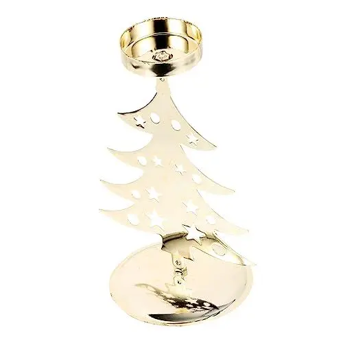 Produktbild: KITANDOVE Weihnachtskerzenhalter Retro-wohndekoration Teelichtständer Weihnachtsschmuck Dekorationen Für Zuhause Tischkerzenhalter Lichthausdekorationen Für Zu Hause Golden Eisen