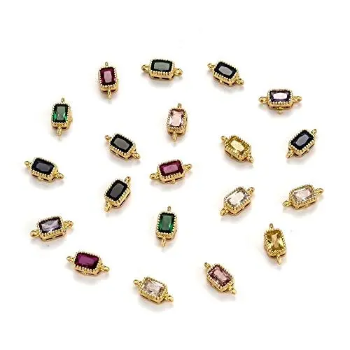 Produktbild: KitBeads Schmuckherstellung, verschiedene Zirkonia-Charm-Anhänger für selbstgemachte Halsketten, Armbänder, Ohrringe, Bastelbedarf, Stein Messing Metall Cubic Zirkonia, Zirkonia