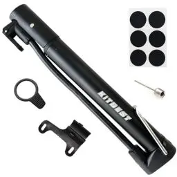 Produktbild: KITBEST Fahrradpumpe, Tragbare Luftpumpe Fahrrad Standpumpe Mini, Fahrrad Pumpe Handpumpe kleine alle Ventile für Presta/Schrader und Sport Ball, 130 PSI Mini Luftpumpe für Rennrad MTB BMX
