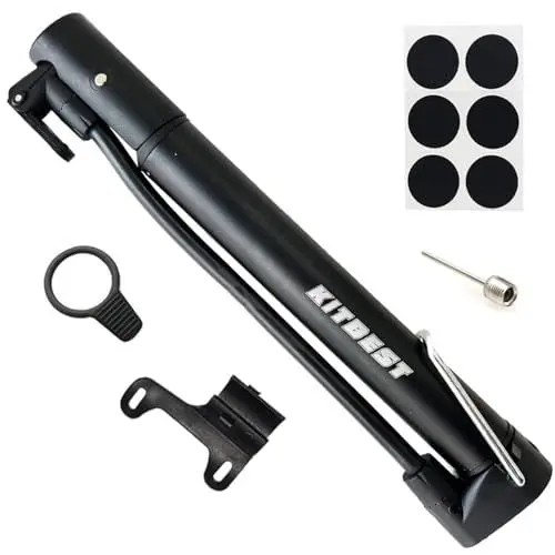 Produktbild: KITBEST Fahrradpumpe, Tragbare Luftpumpe Fahrrad Standpumpe Mini, Fahrrad Pumpe Handpumpe kleine alle Ventile für Presta/Schrader und Sport Ball, 130 PSI Mini Luftpumpe für Rennrad MTB BMX