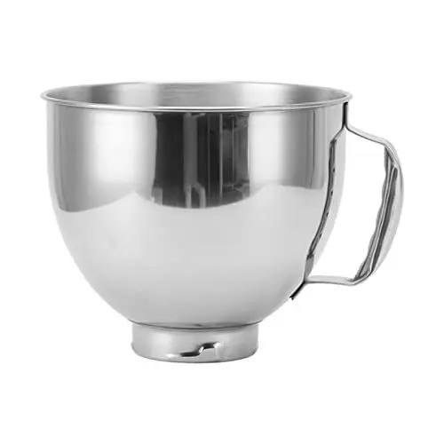Produktbild: Kitchen Aid Rührschüssel, 304 Edelstahl-Rührschüssel-Ersatzschüsselteile mit Griff für 4,5 QT, für 5 QT, 22,5 x 22,5 x 19 cm
