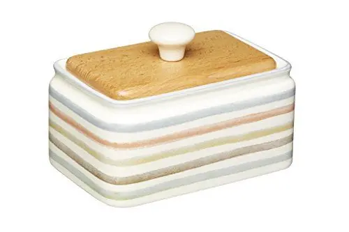 Produktbild: Kitchen Craft Butterschale mit Deckel aus Keramik/Buchenholz, Mehrfarbig, 15 x 11 x 9,5 cm, 2-Einheiten