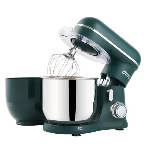 Produktbild: Kitchen in the box küchenmaschine, Zwei 3,5L Schüsseln, kleiner Knetmaschine, 10-Geschwindigkeits tragbarer, leichter Teigmaschine, mattes Rührmaschine mit Knethaken,Rührbesen&Schneebesen (Dunkelgrün)