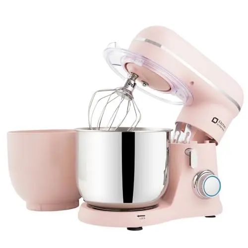 Produktbild: Kitchen in the box küchenmaschine, Zwei 3,5L Schüsseln, kleiner Knetmaschine, 10-Geschwindigkeits tragbarer, leichter Teigmaschine, mattes Rührmaschine mit Knethaken, Rührbesen und Schneebesen (Rosa)