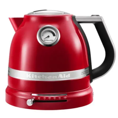 Produktbild: KitchenAid Wasserkocher mit Temperatureinstellung von 50 bis 100°C | Teekocher mit Temperaturanzeige und Kalkfilter 1,5L | Electrisch 2400 Watt | Edelstahl (Empire Rot)