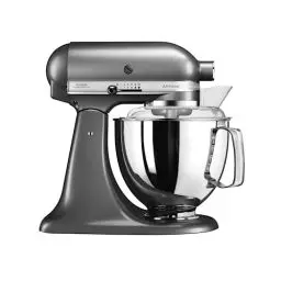 Produktbild: KitchenAid Küchenmaschine I Artisan I Kippbarem Food Processor I Teigknetmaschine mit 5 Zubehör | 2 Schüsseln aus Edelstahl | 4.8 L | Grau