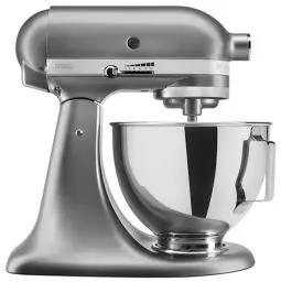 Produktbild: KitchenAid 5KSM95PSECU Küchenmaschine (4,3 L, Spritzschutz, 275 Watt, Flachrührer, Knethaken und Schneebesen) Silber (Energieklasse A)